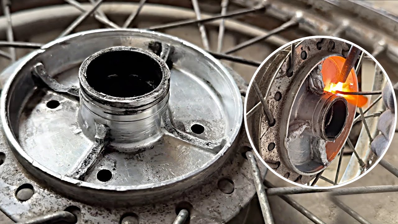 Motorcycle Broken Wheel Hub Repair || Cast Aluminum Welding Repair