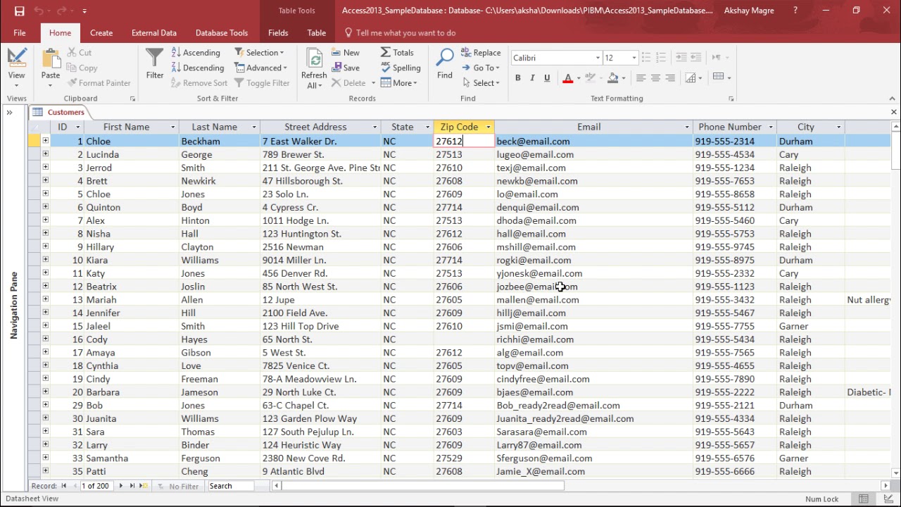 MS Access 2016 - Modify Table Data