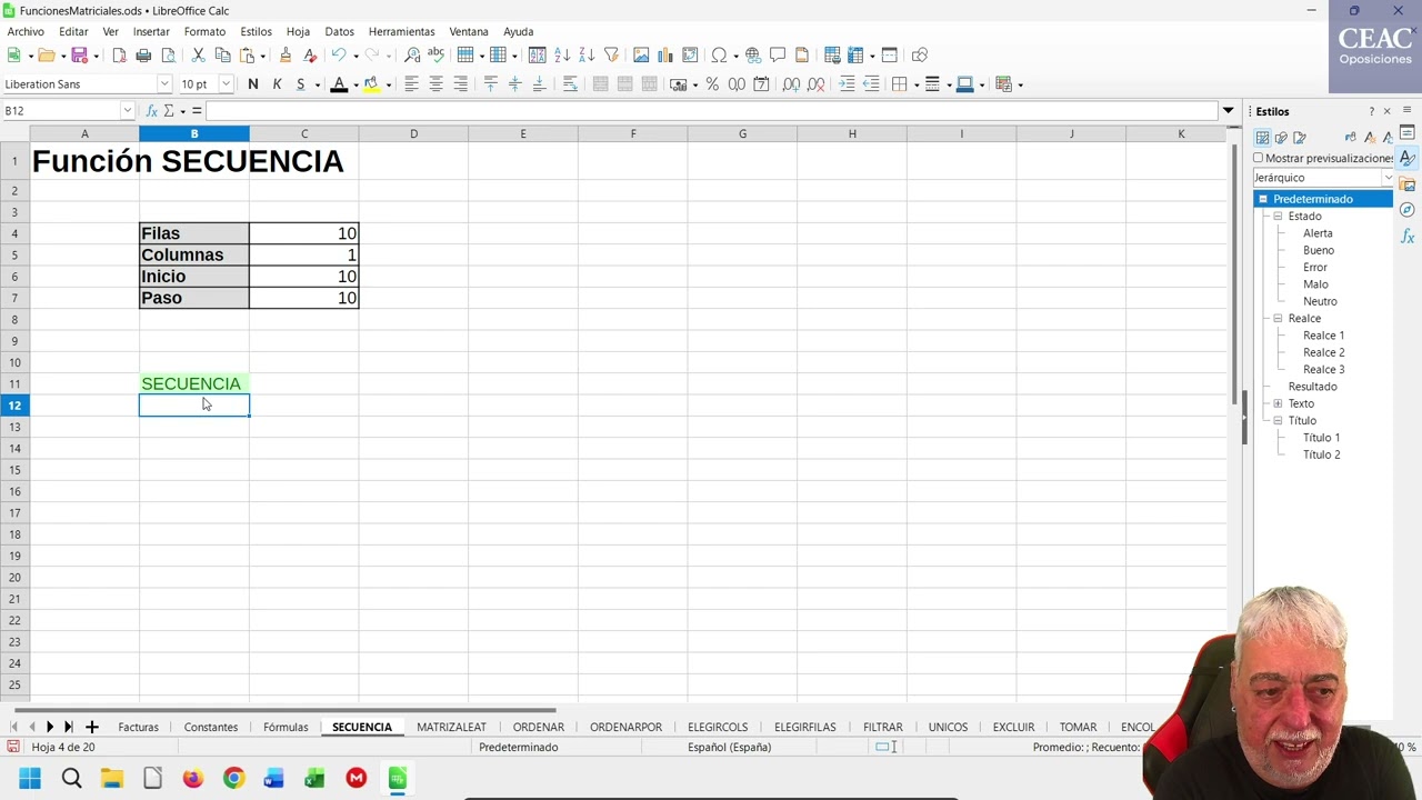 FM03 La función SECUENCIA en LibreOffice Calc