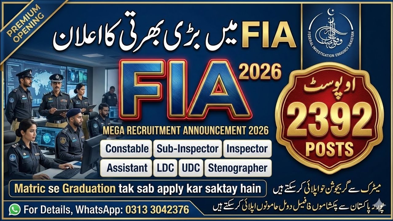 FIA Jobs 2026 | Federal Investigation Agency | Mega Recruitment | Apply Online