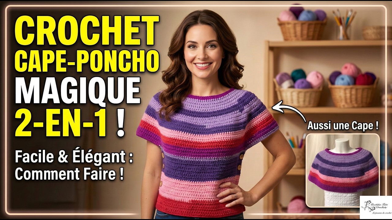 Cape, poncho au crochet @Alextitia Tuto Crochet