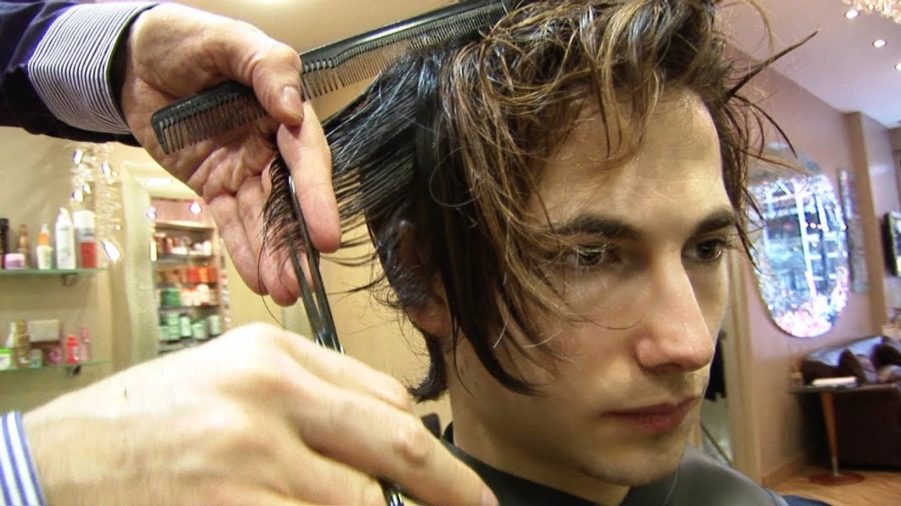 Popular Men's Hairstyle ✂ Medium Length Haircuts With Choppy Layers ✂ Side Swept Bangs For Men