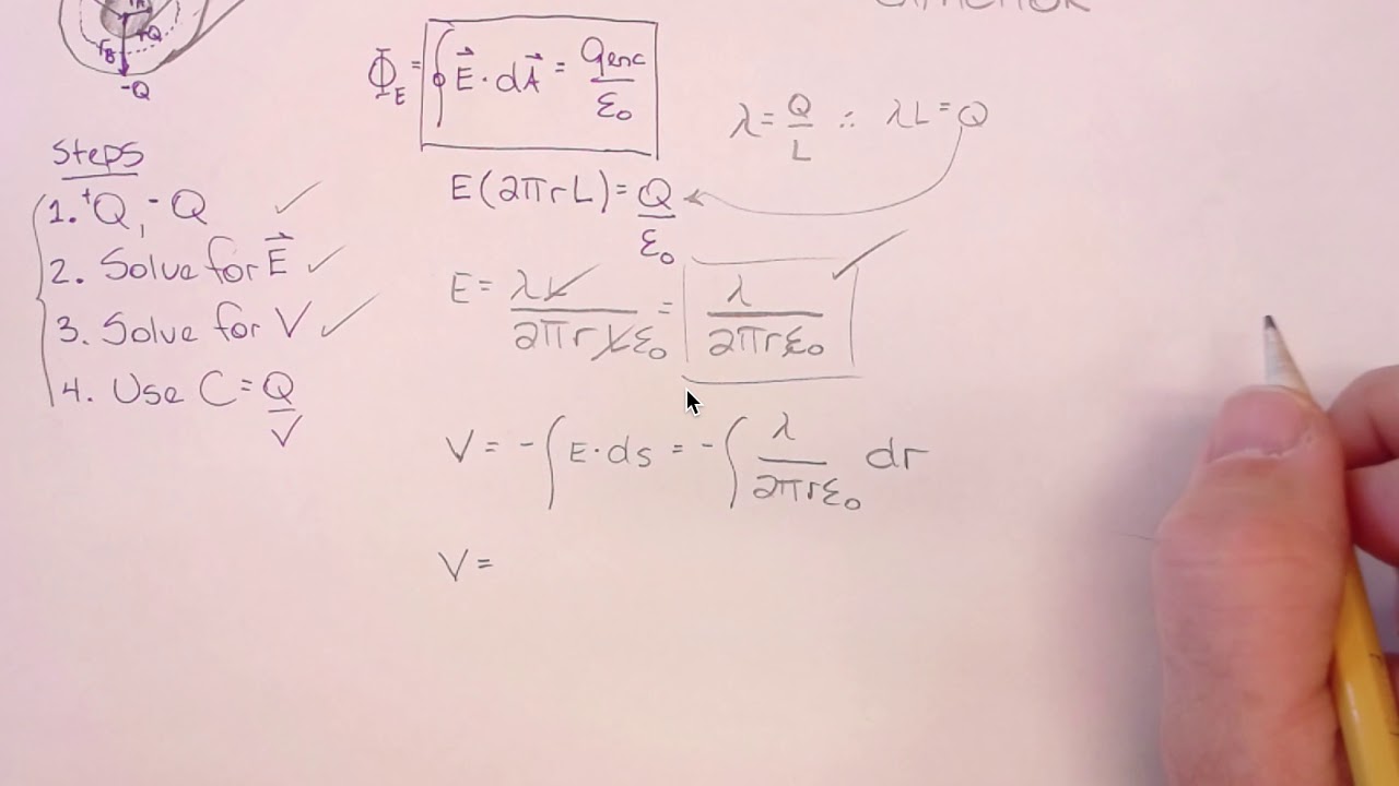 Derivation of Capacitance for a Cylindrical Capacitor