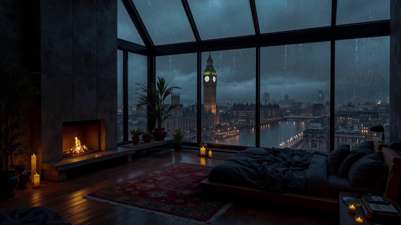 Falling Asleep in Rainy London | Night City Ambience, Gentle Rain Sounds for Sleep