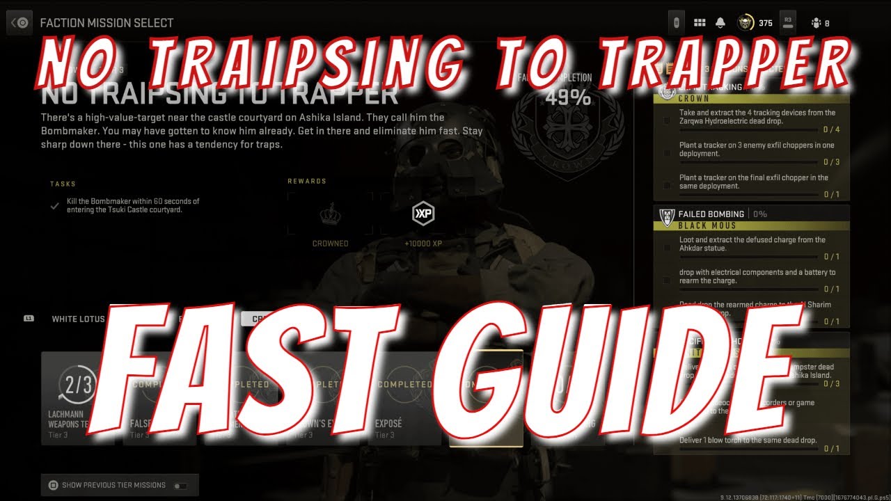 Mw2 Dmz *NO TRAIPSING TO TRAPPER* Fast Guide !! (Crown Tier 3 Mission)