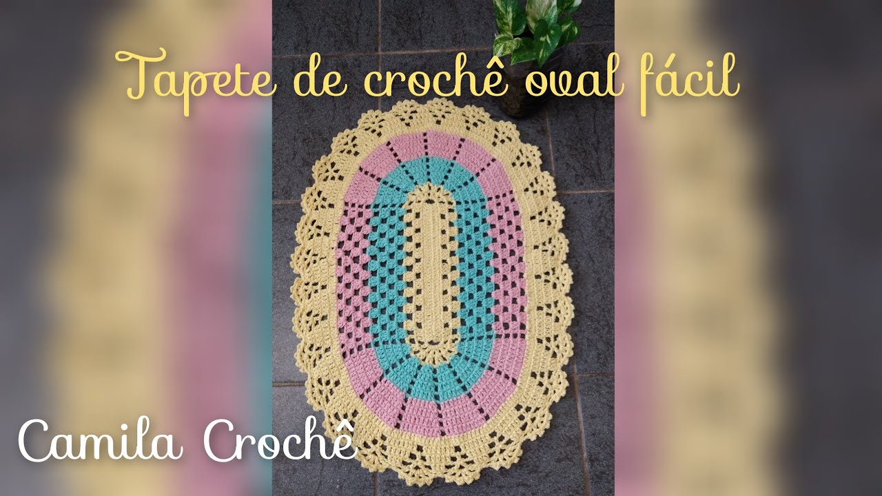 Tapete de croch&ecirc; oval f&aacute;cil candy color