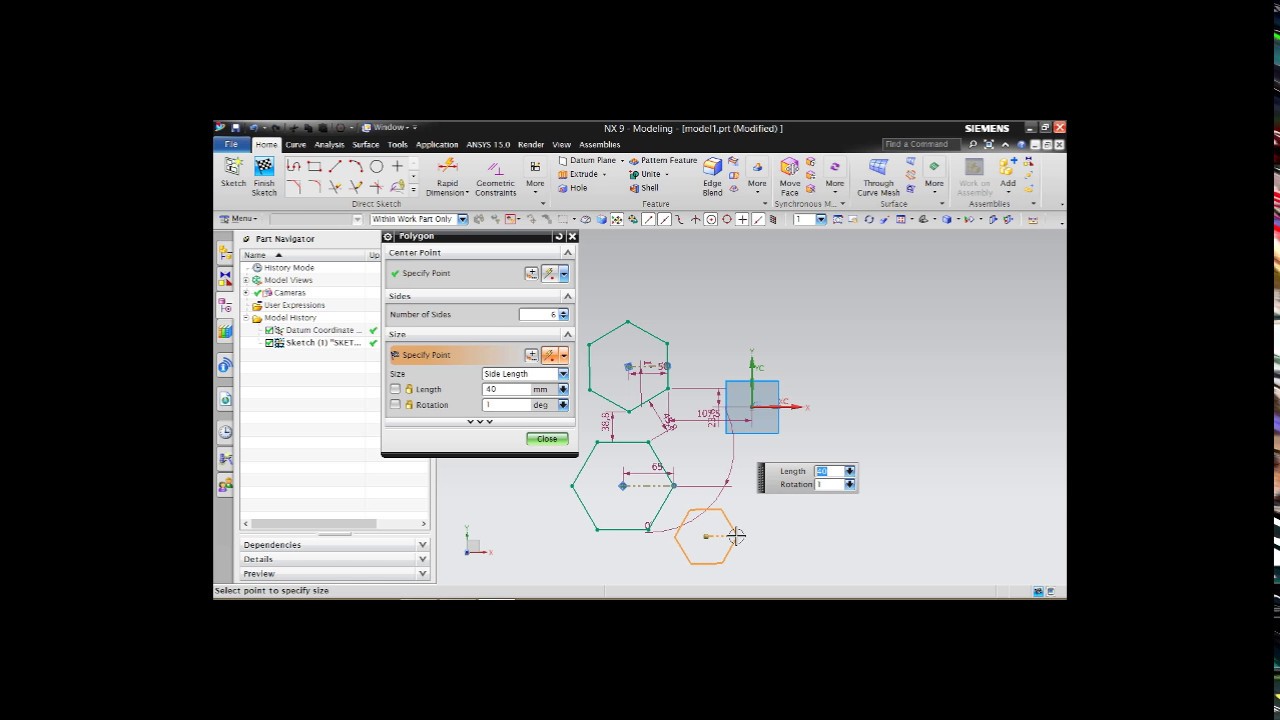 NX 9 Tutorial parts 1 (Various Sketching Tool)