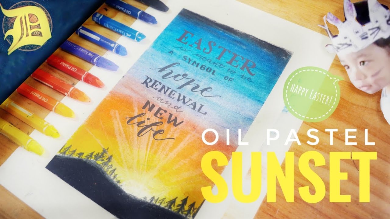 🌄 Oil Pastel Sunset | Calligraphy Background | & Easter Quote 🐰