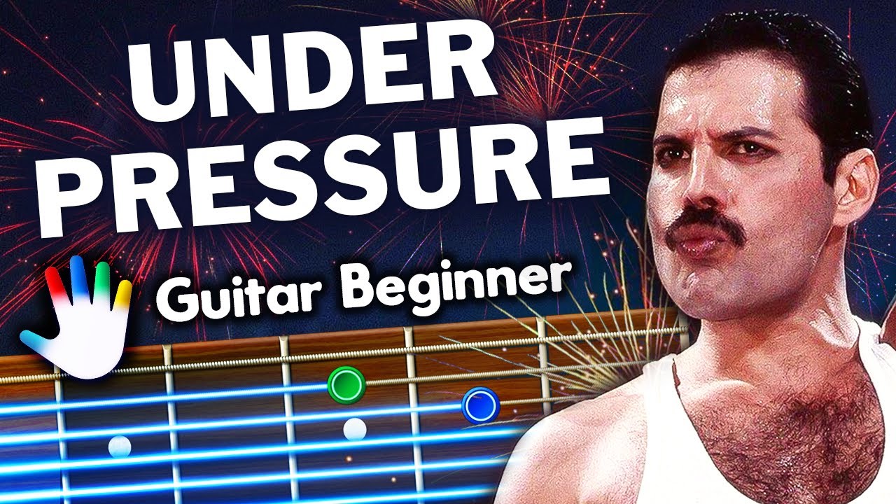 Queen Under Pressure Guitar Lessons for Beginners | David Bowie Tutorial | Backing Track + Lyrics
