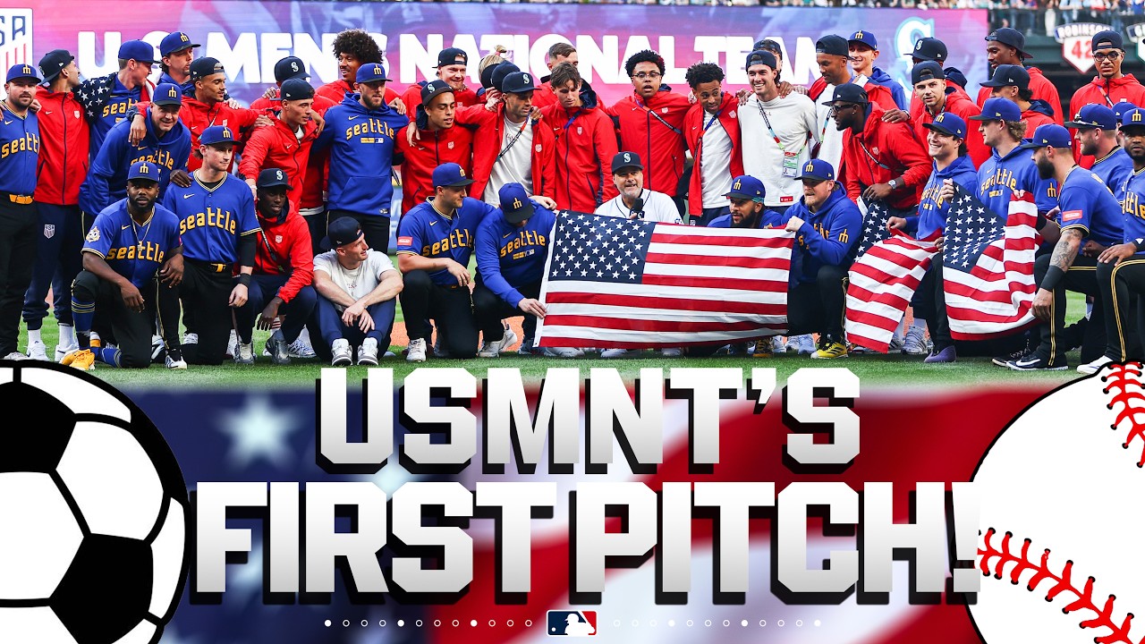 The U.S. Men's National Team throws out the first pitch at the Mariners Game! 🇺🇸⚽