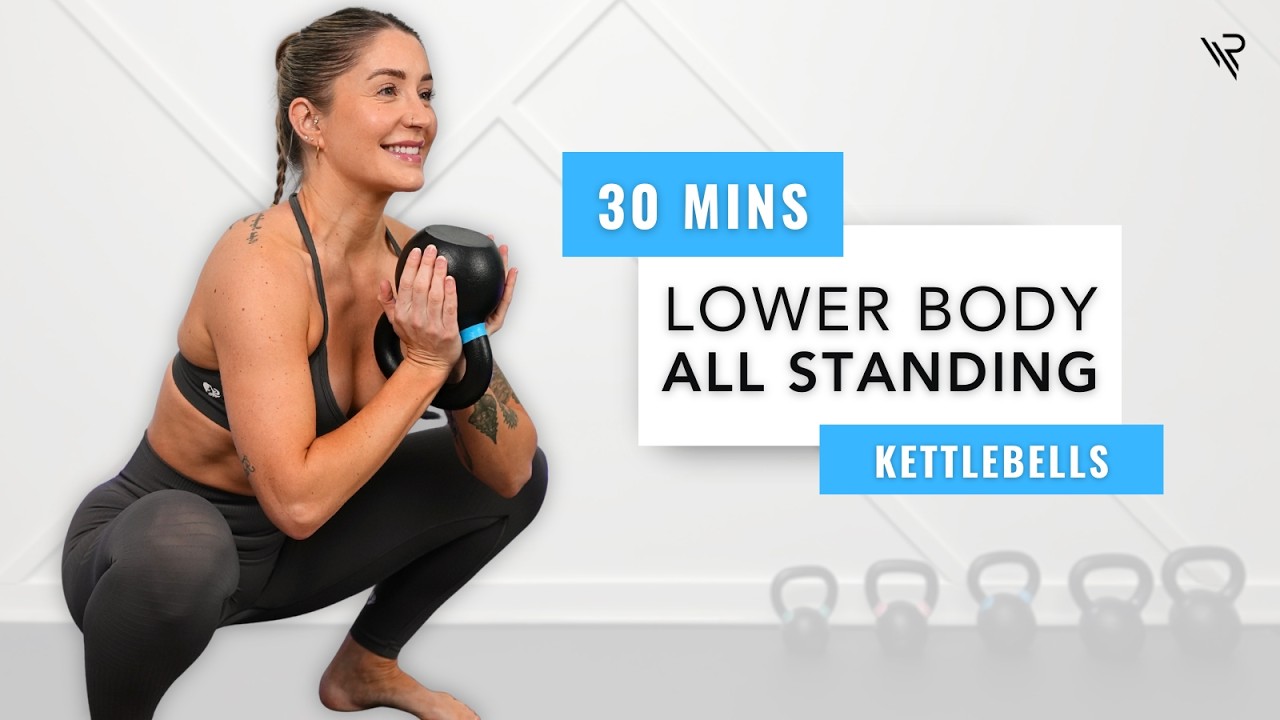 30 Min All Standing Lower Body Kettlebell Workout (No Repeats)