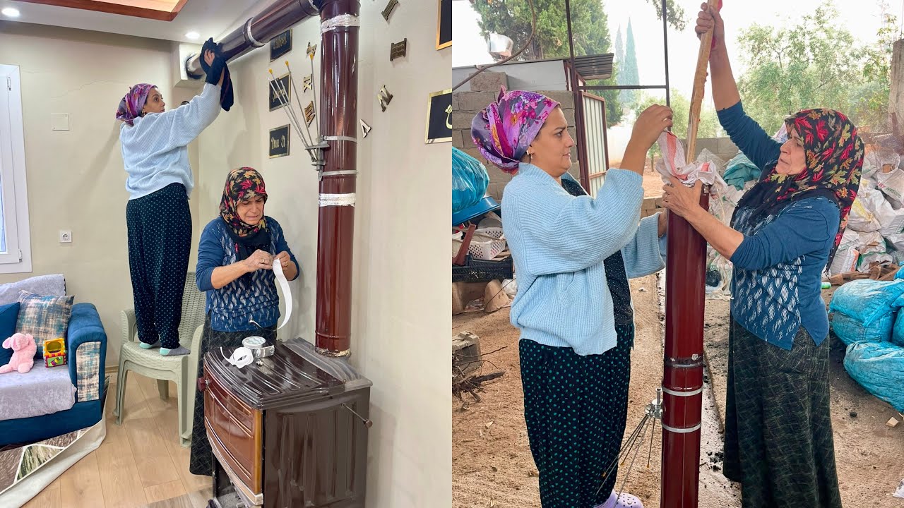 GELİN EVİ SOBA TEMİZLİĞİ 💫 SOĞUK HAVADA ZORLU KÖY HAYATI