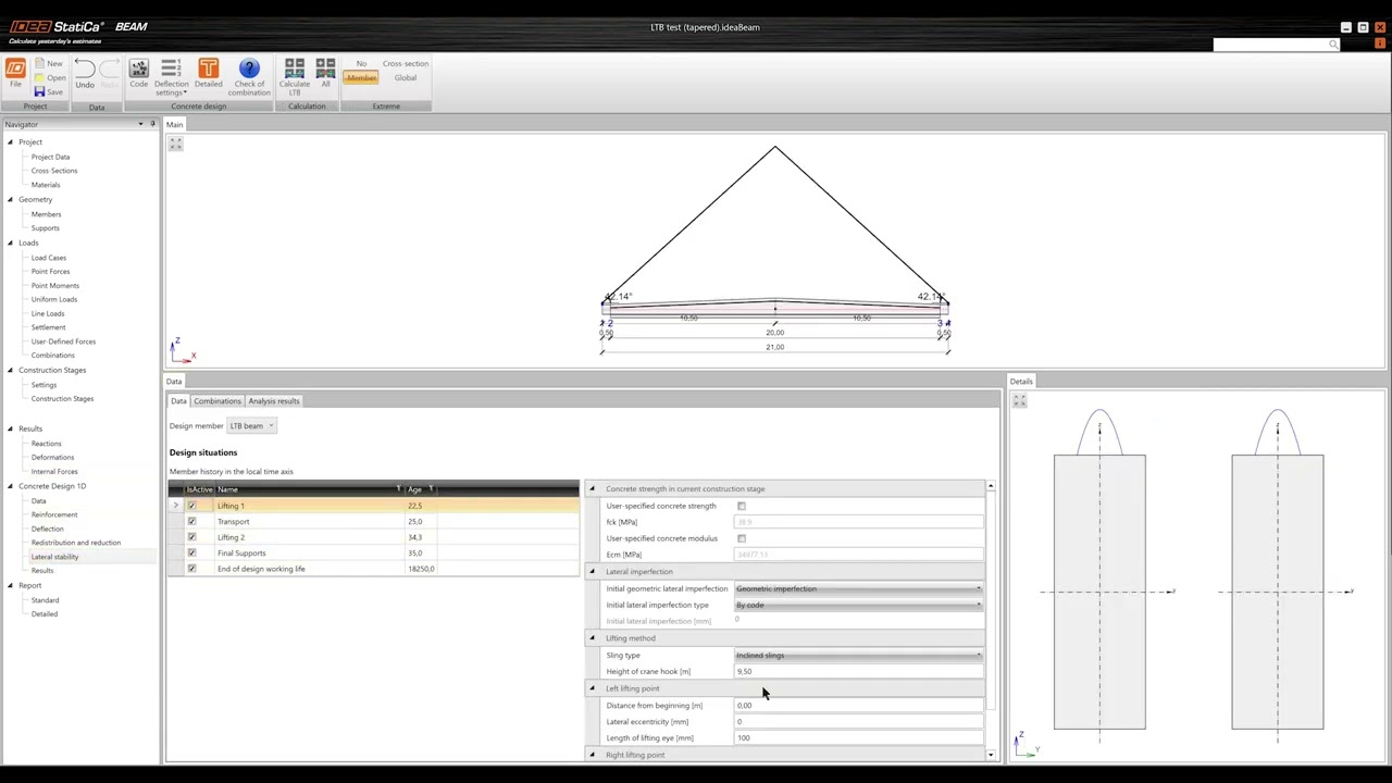 Precast concrete beam design with IDEA StatiCa