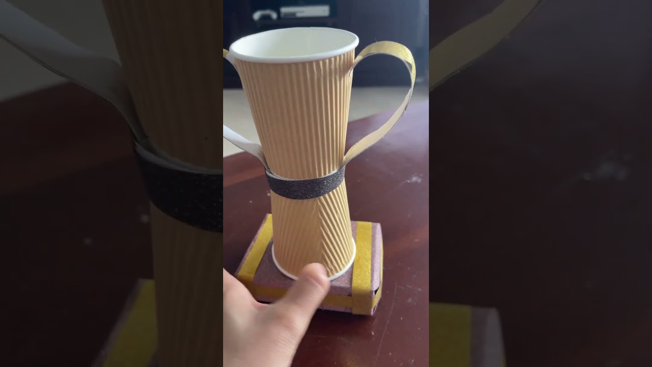 Father&rsquo;s Day trophy #paper cup craft #easy kids craft #shortsfeed