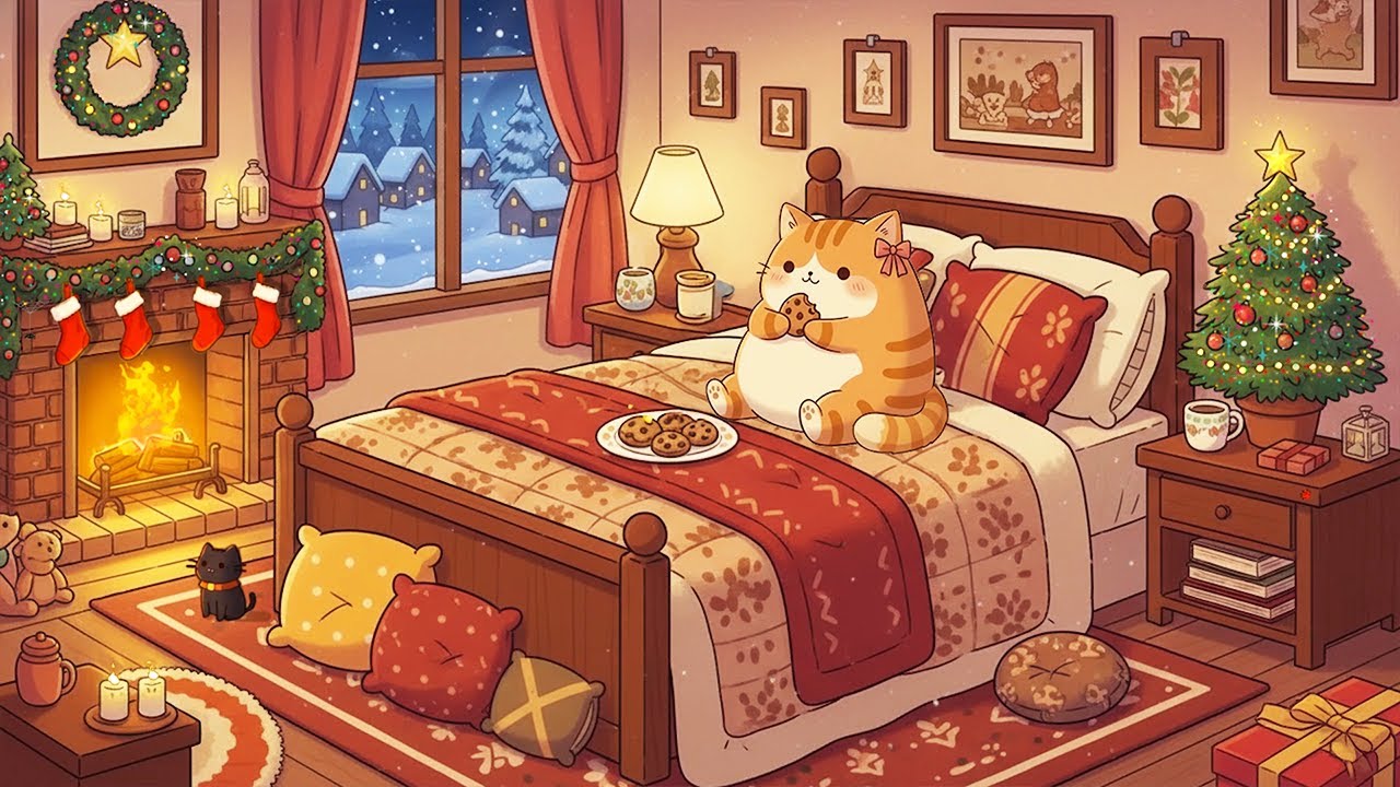 Meow Lofi Christmas 🎄🌨️ Cozy Window Beats for Deep Sleep, Relax & Snowfall