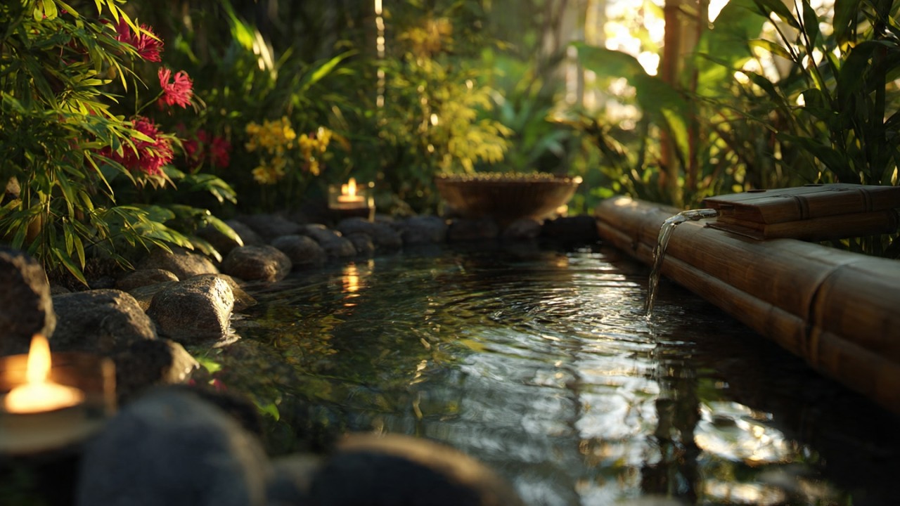Sleep Instantly with Bamboo Water Fountain and Healing Music | Live 24/7