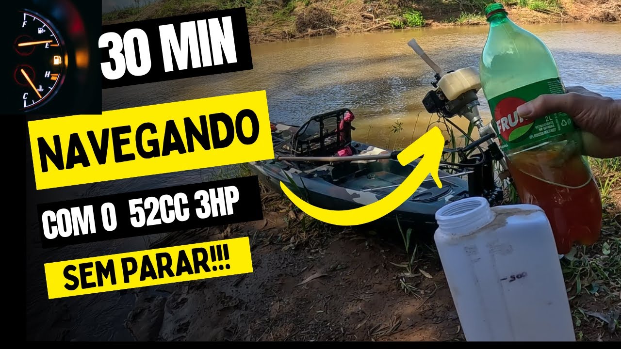 TESTE AUTONOMIA/CONSUMO  MOTOR 52CC 3HP NO CAIAQUE TUNA 115 #caiaqueiros #teste #video #viralvideo