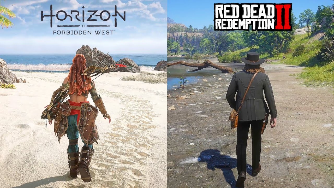 Horizon Forbidden West PC Vs Red Dead Redemption 2 Graphics Details Physics Comparison 4K60fps