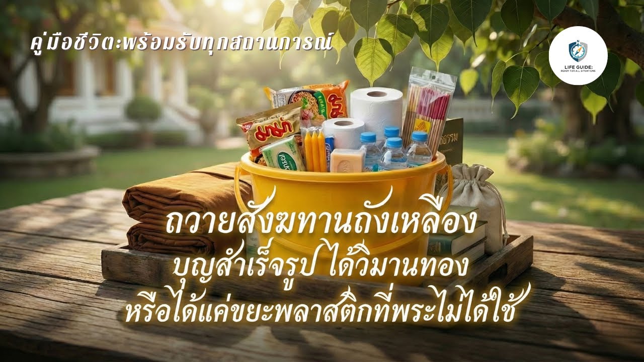 ถวายสังฆทานถังเหลือง บุญสำเร็จรูป ได้วิมานทอง หรือได้แค่ขยะพลาสติกที่พระไม่ได้ใช้