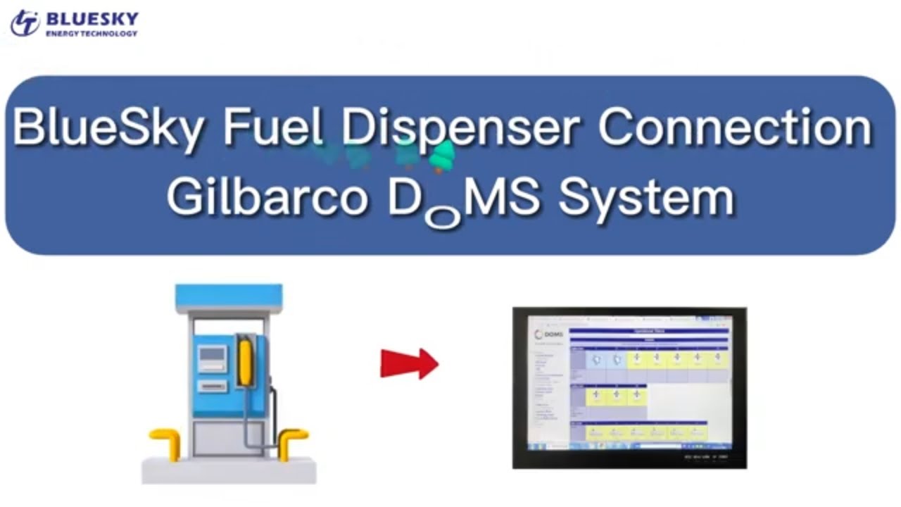 How the BlueSky fuel dispenser connects to the Gilbarco DOMS System？