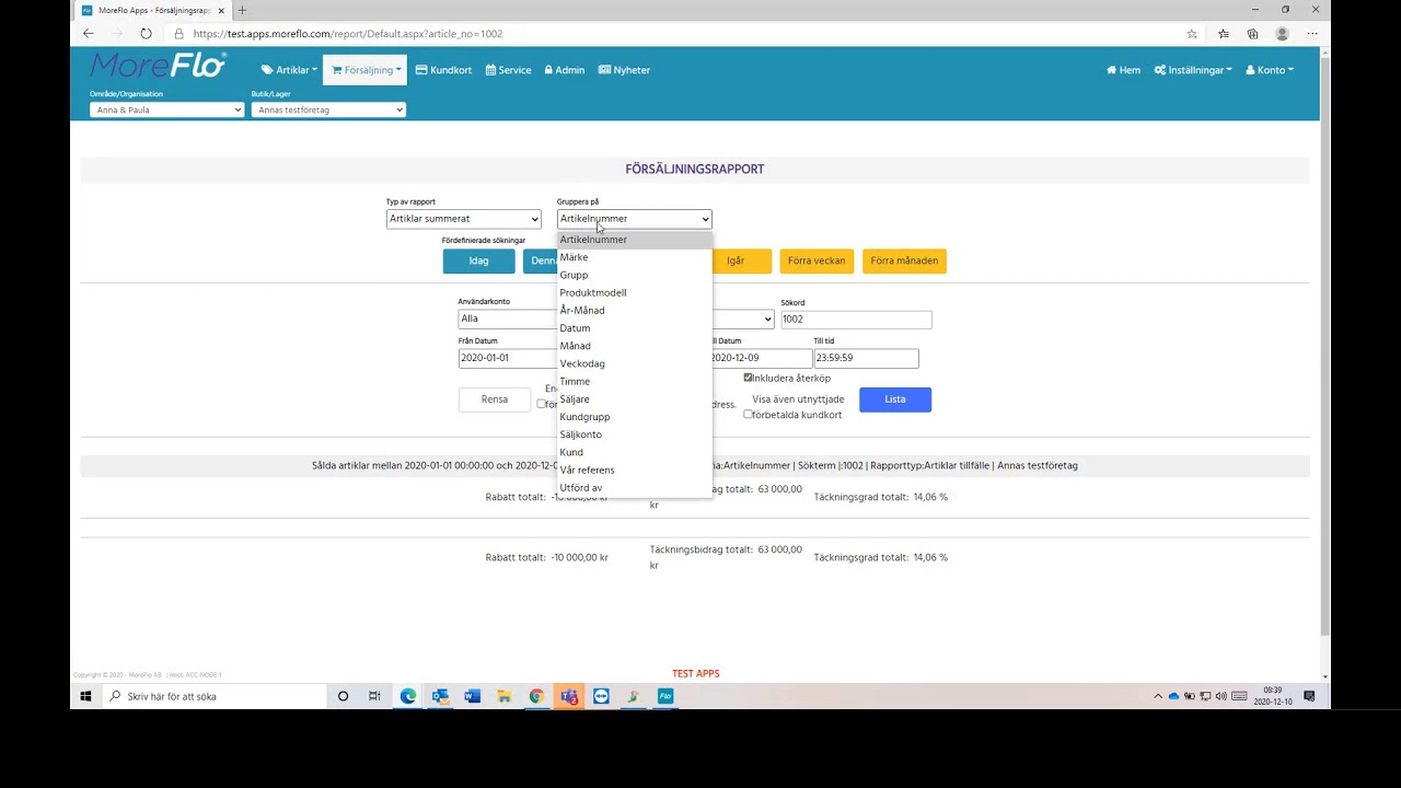 Webbinarium 2020-12-10 - Jobba smartare med egna säljrapporter i MoreFlo Apps