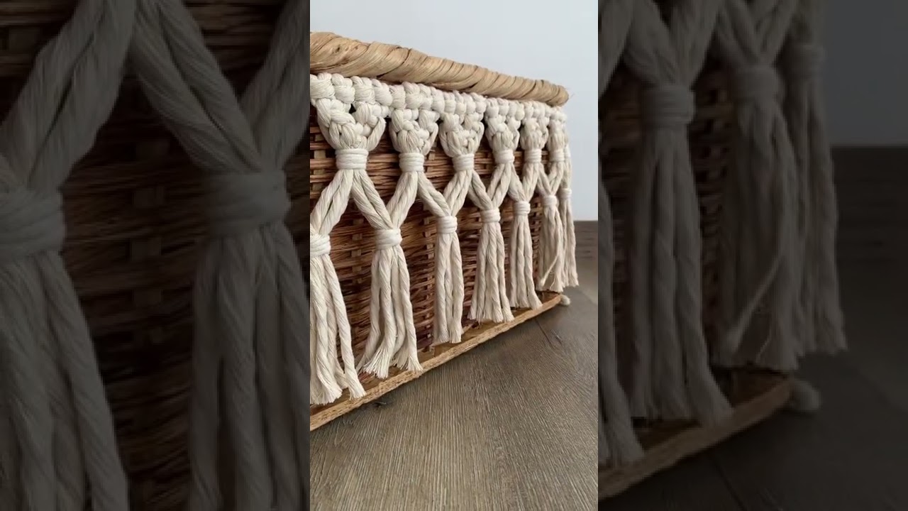 Canasta decorada con macram&eacute; 🧶