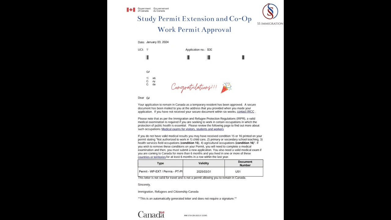 Study Permit Extension and Co-Op Work Permit Approval!! #canada #study #Permit #Extension #work
