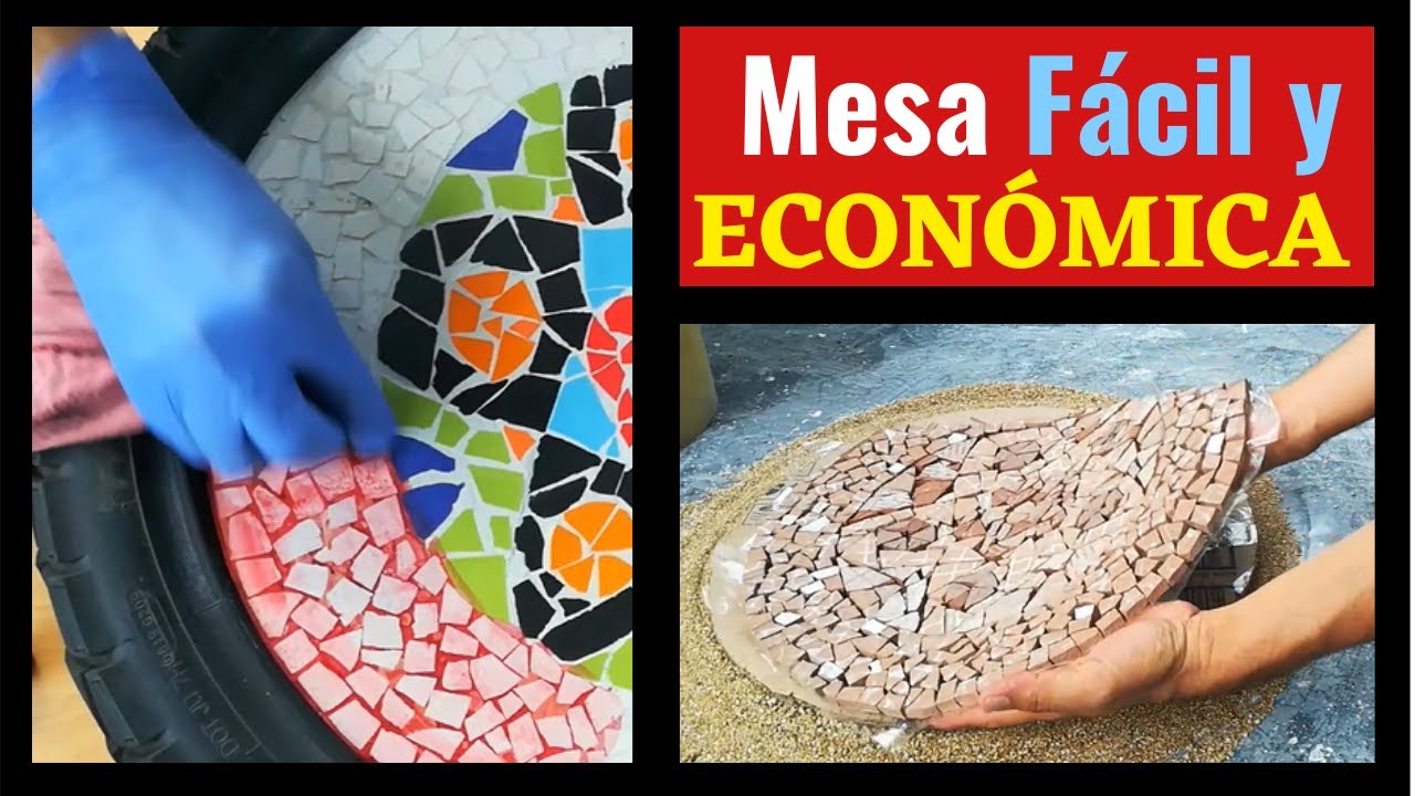 MESA AZULEJOS | MESA CONCRETO | TECNICA MOSAICO | COMO HACER MESA MOSAICO | MESA JARDIN CEMENTO