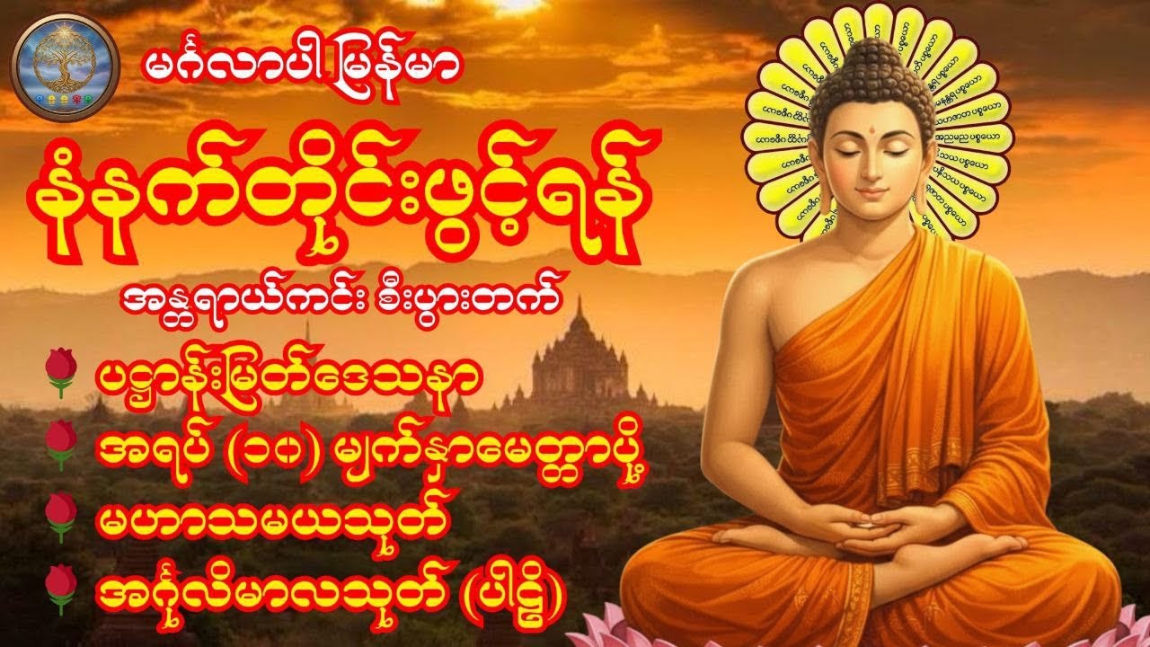 🍀🌹 နံနက်တိုင်းဖွင့်ရန် ပဋ္ဌာန်းမြတ်ဒေသနာဠအရပ်(၁၀)မျက်နှာမေတ္တာပို့၊မဟာသမယသုတ်၊အင်္ဂုလိမာလသုတ်(ပါဠိ)🍀