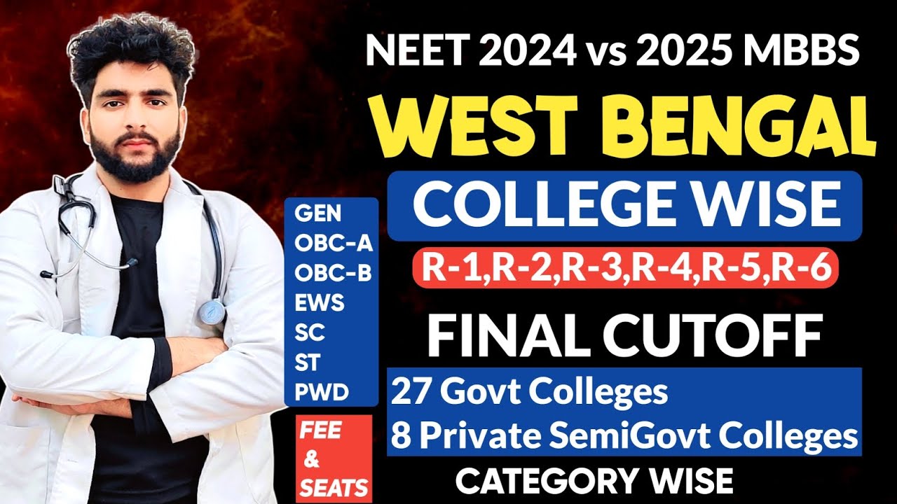 WEST BENGAL NEET 2024 CUTOFF COLLEGE WISE CATEGORYWISE|| NEET 2025 CUTOFF GOVT/SEMIGOVT FEE & SEATS