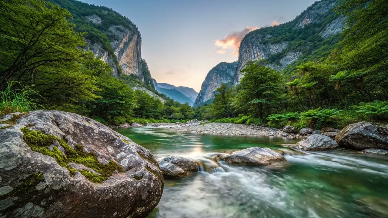 RELAXING RIVER IN 4K – WATER STREAM & BIRDSONG AMBIENCE (ASMR)