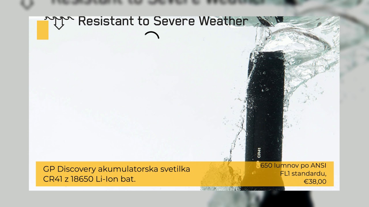 650 lum. - GP Discovery akumulatorska svetilka CR41 z 18650 Li-Ion baterijo, ki se polni v svetilki!
