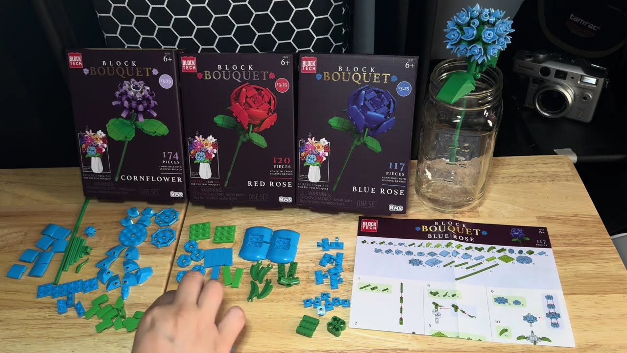 ASMR Block bouquet 💐 series part 2 Blue Rose block build