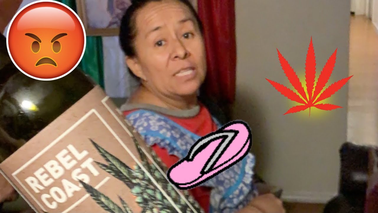 Mexican Mom reacting to weed wine bottle !!!