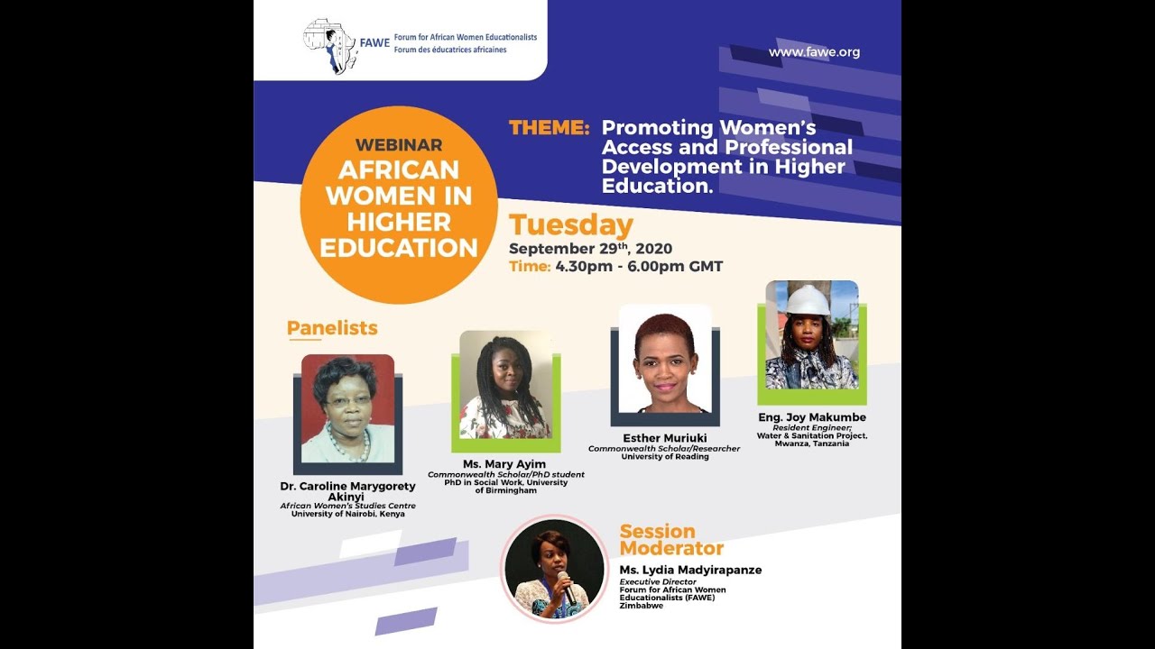 PROMOTING WOMEN'S ACCESS & PROFESSIONAL DEVELOPMENT IN HIGHER EDUCATION - FAWE WEBINAR #FAWE