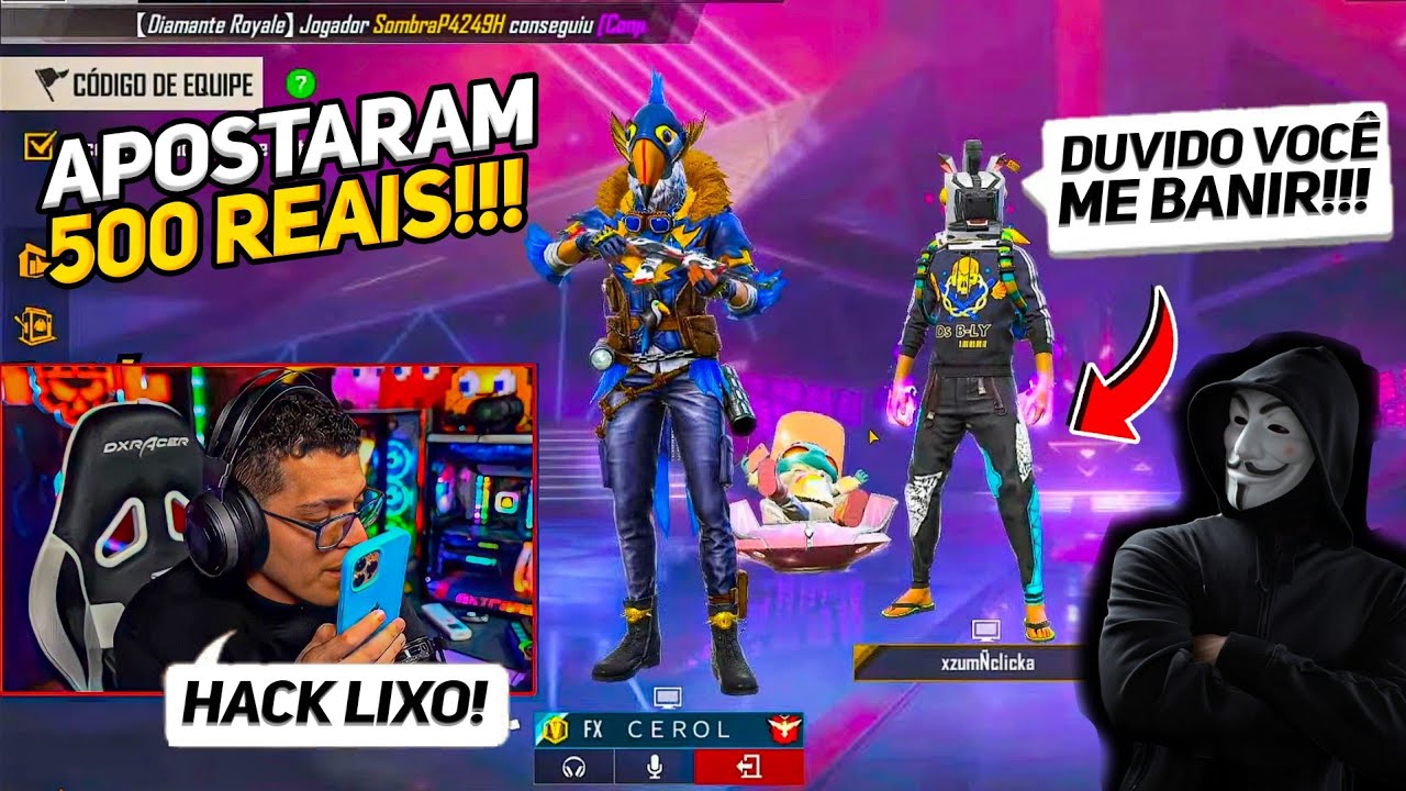 😱 HACK DESAFIOU CEROL E A GARENA A DAR BAN NA CONTA DELE AO VIVO!!!