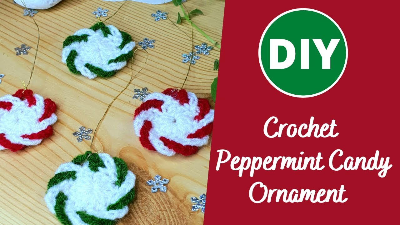 Научитесь вязать крючком украшение в виде мятных конфет