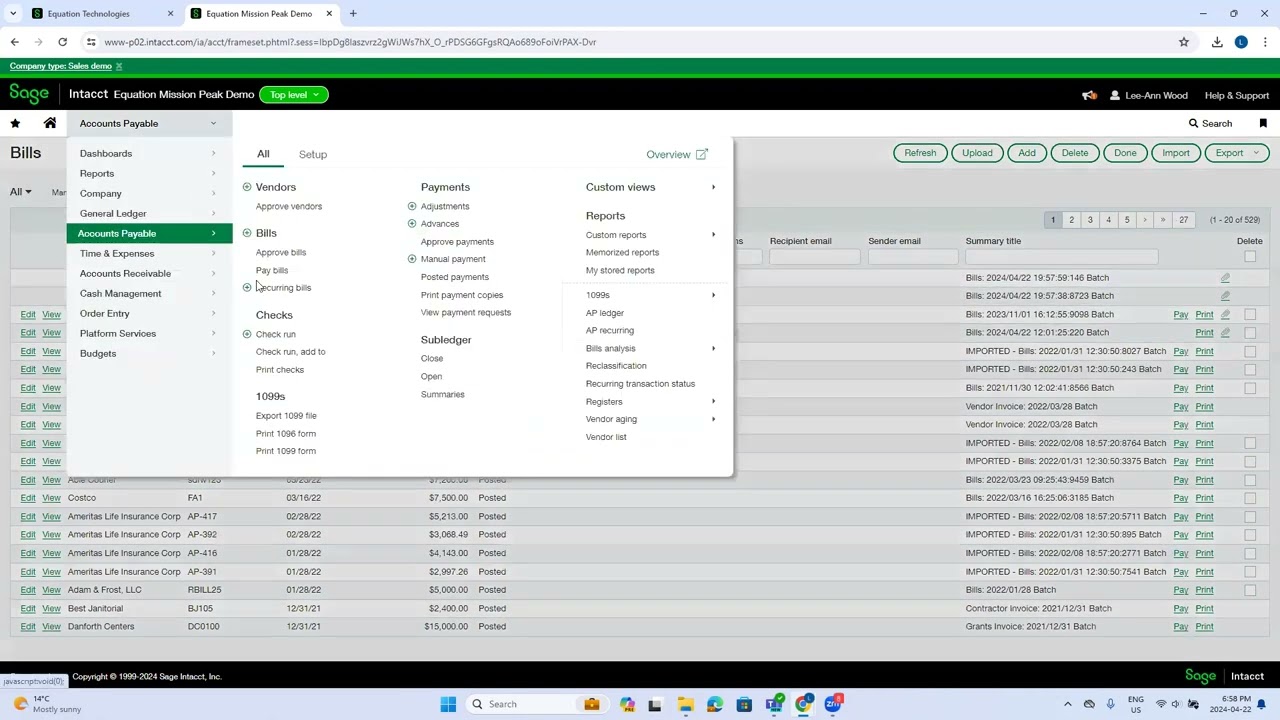 Sage Intacct AP Automation Invoice Upload