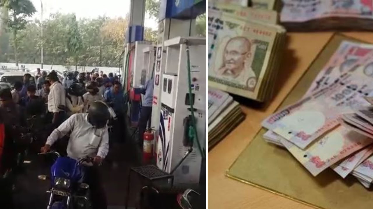 Watch | People crowd petrol pumps to get rid of scrapped currency notes