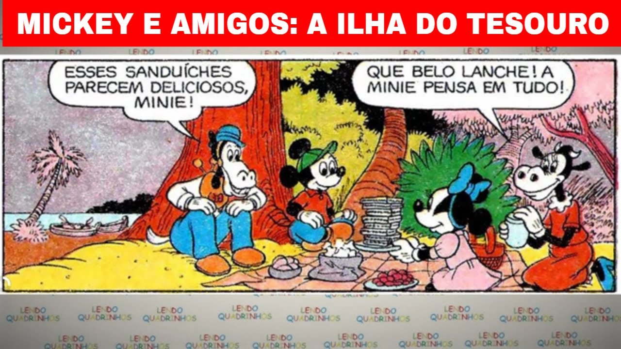 Mickey, Minie, Clarabela e Horácio em A Ilha do Tesouro