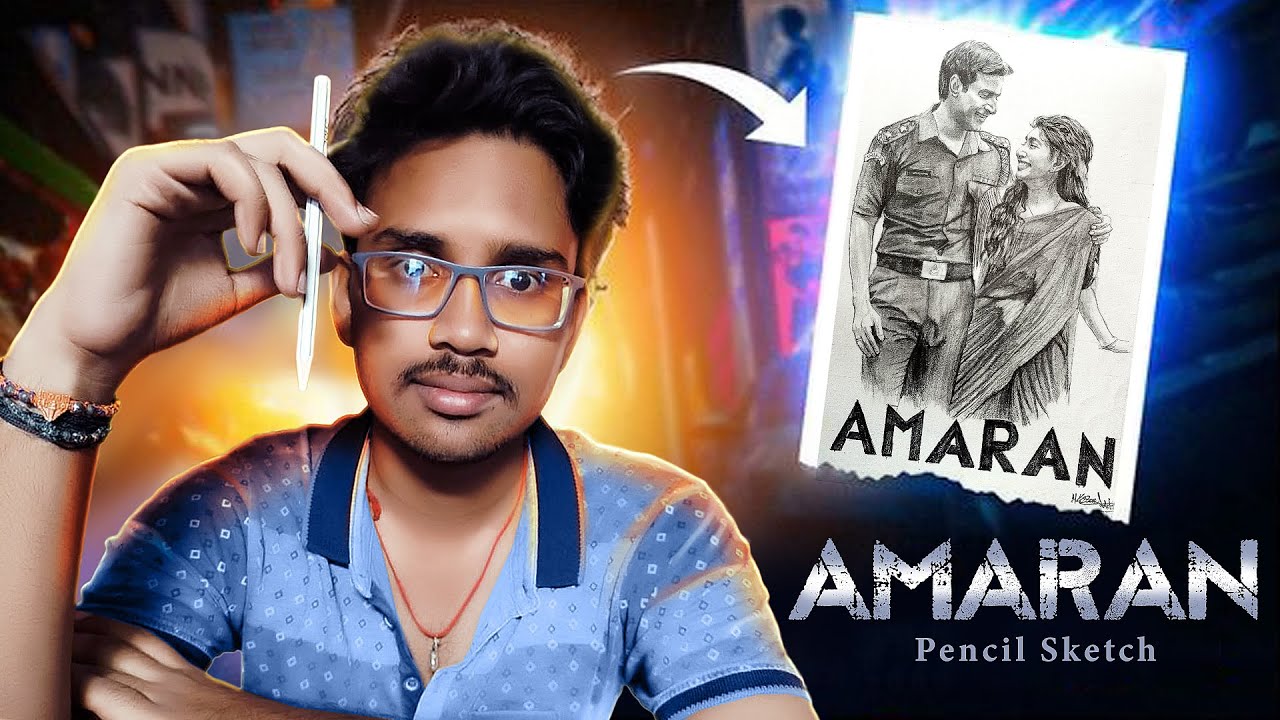 AMARAN Movie Pencil Sketch Art  | Sivakarthikeyan sir Sai Pallavi mam | #amaran