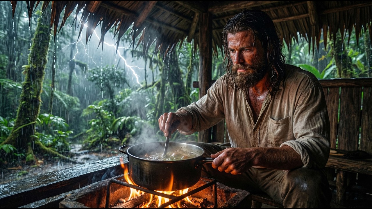 24 Hours Alone in the Jungle: Building Shelter, Finding Water & Cooking Food