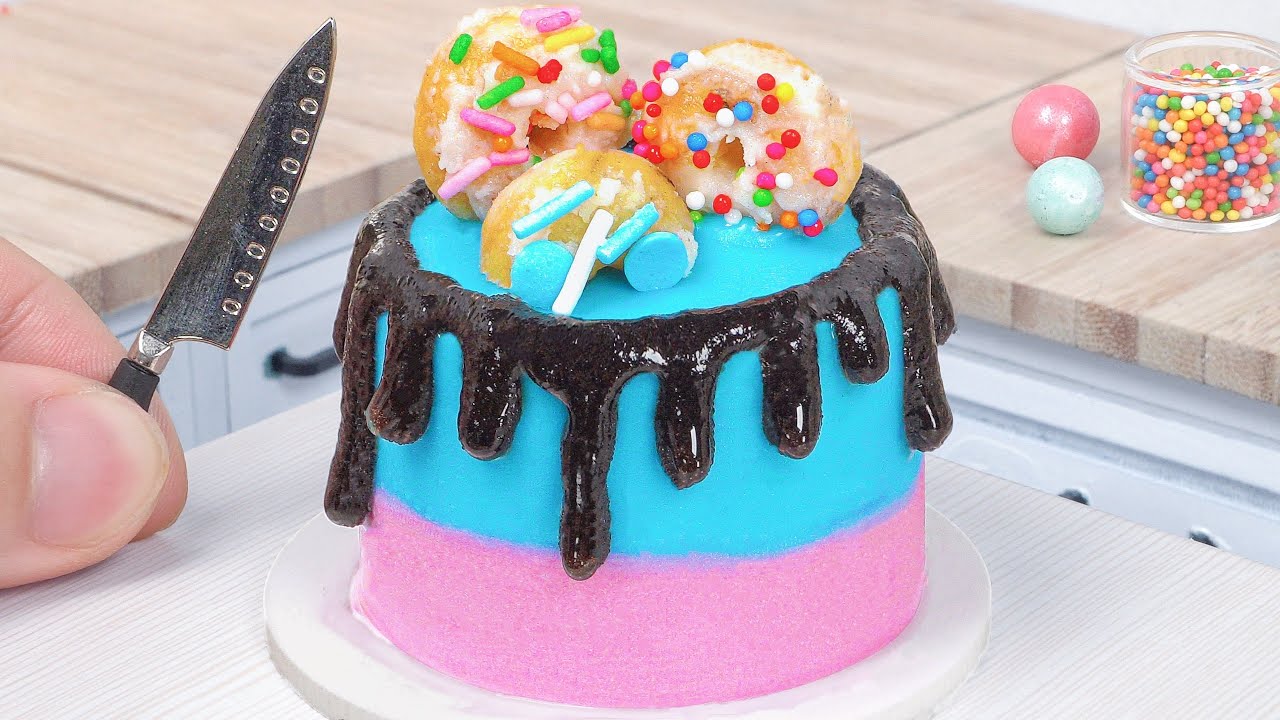 🌈 Beautiful Miniature Chocolate Donut Cake Decorating Recipe | Satisfying Tiny Chocolate Cake Idea