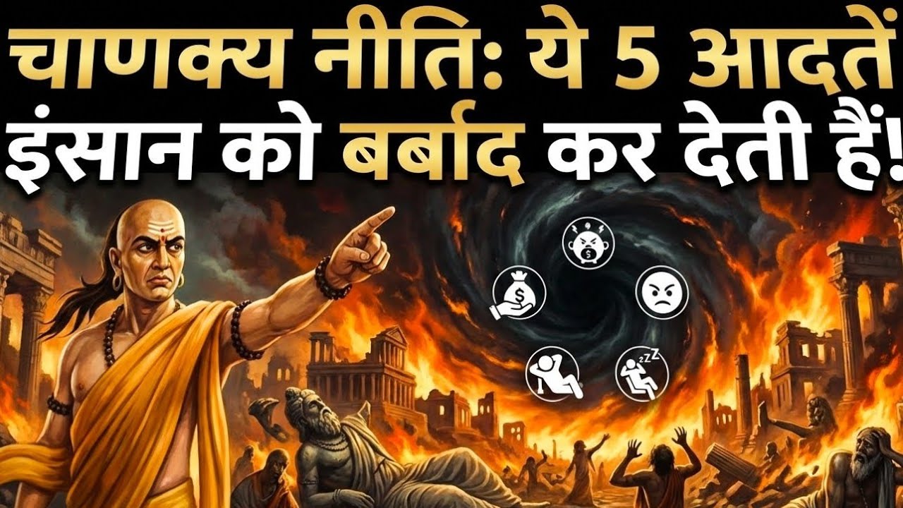 चाणक्य नीति: ये 5 आदतें इंसान को बर्बाद कर देती हे। जानने के लिए वीडियो देखे। 