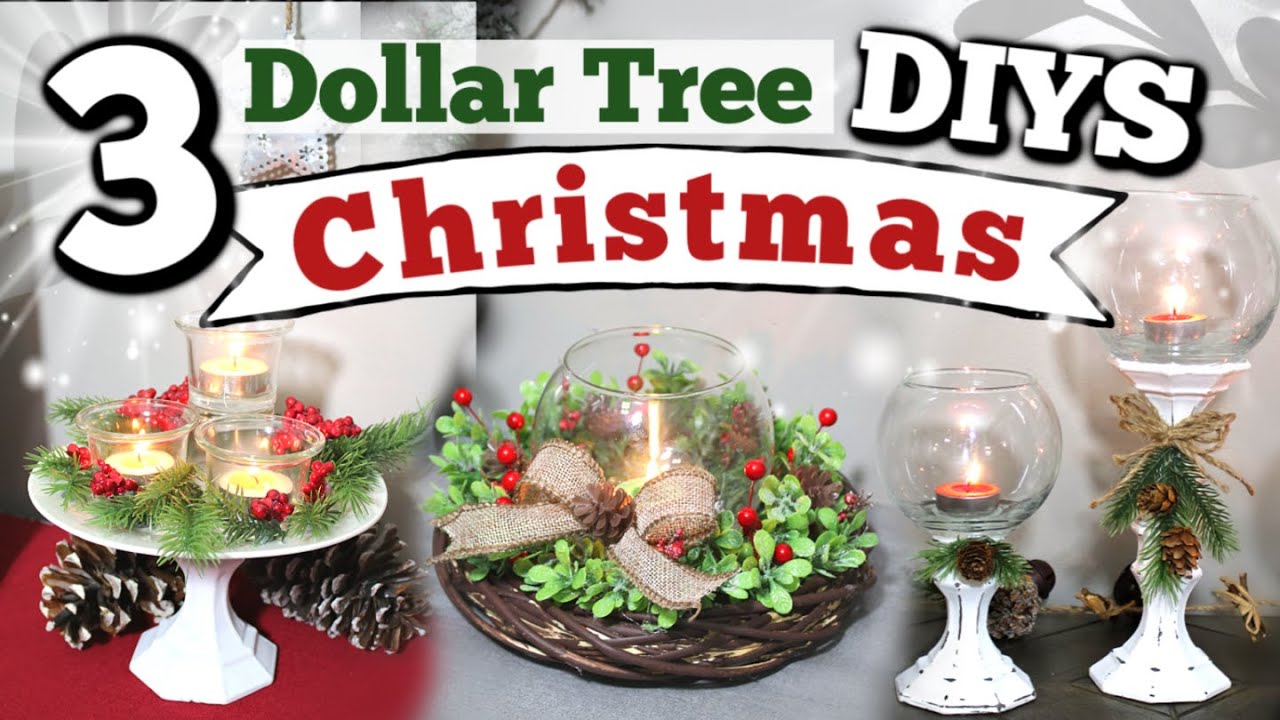 Scented Candles Giveaway | 3 Dollar Tree Christmas DIYS | DIY Dollar Tree Holiday Centerpiece Ideas