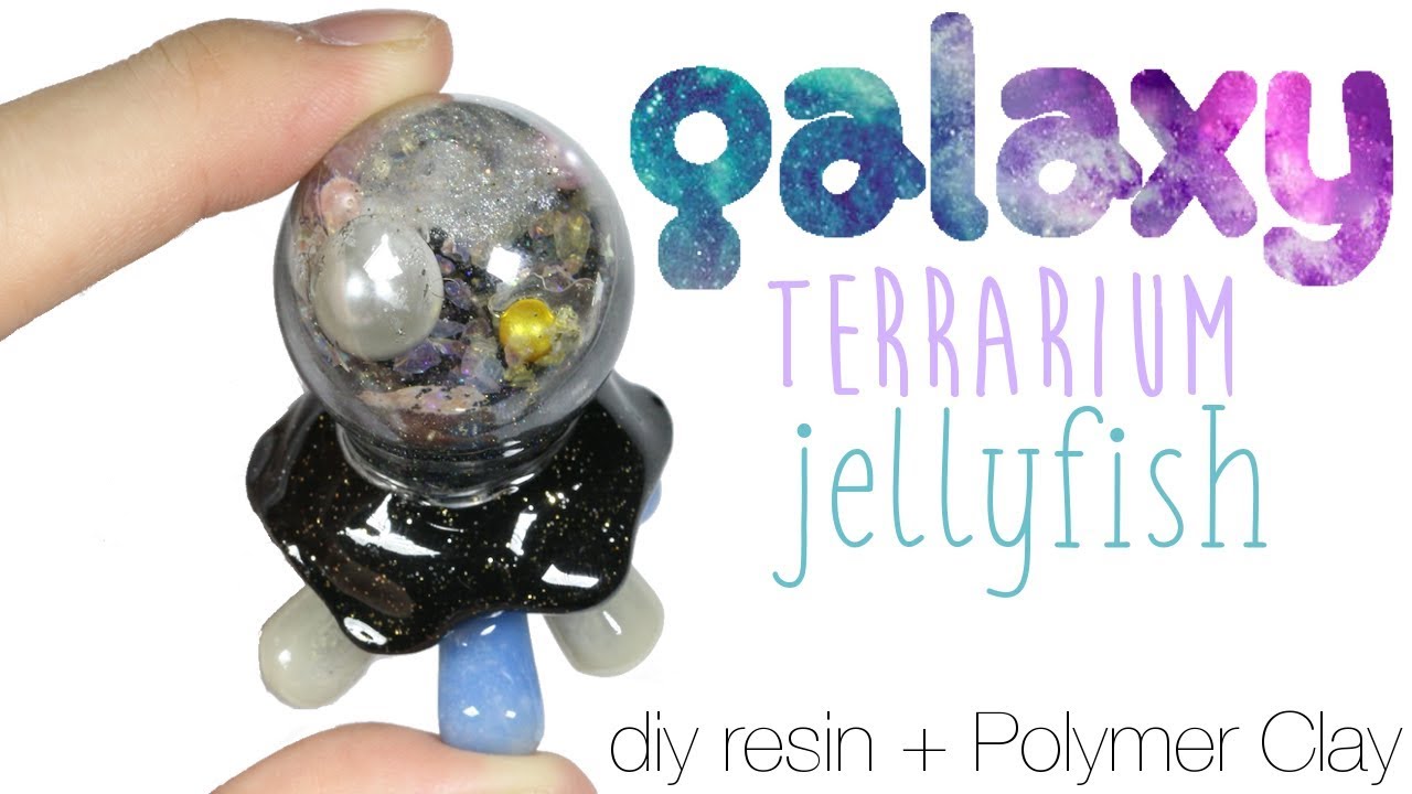How to DIY Glitter Galaxy Terrarium Dome Jellyfish Resin/Polymer Clay Tutorial