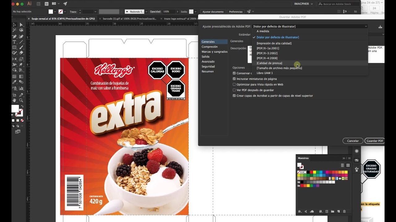 Diseño de Envase fide caja de cereal