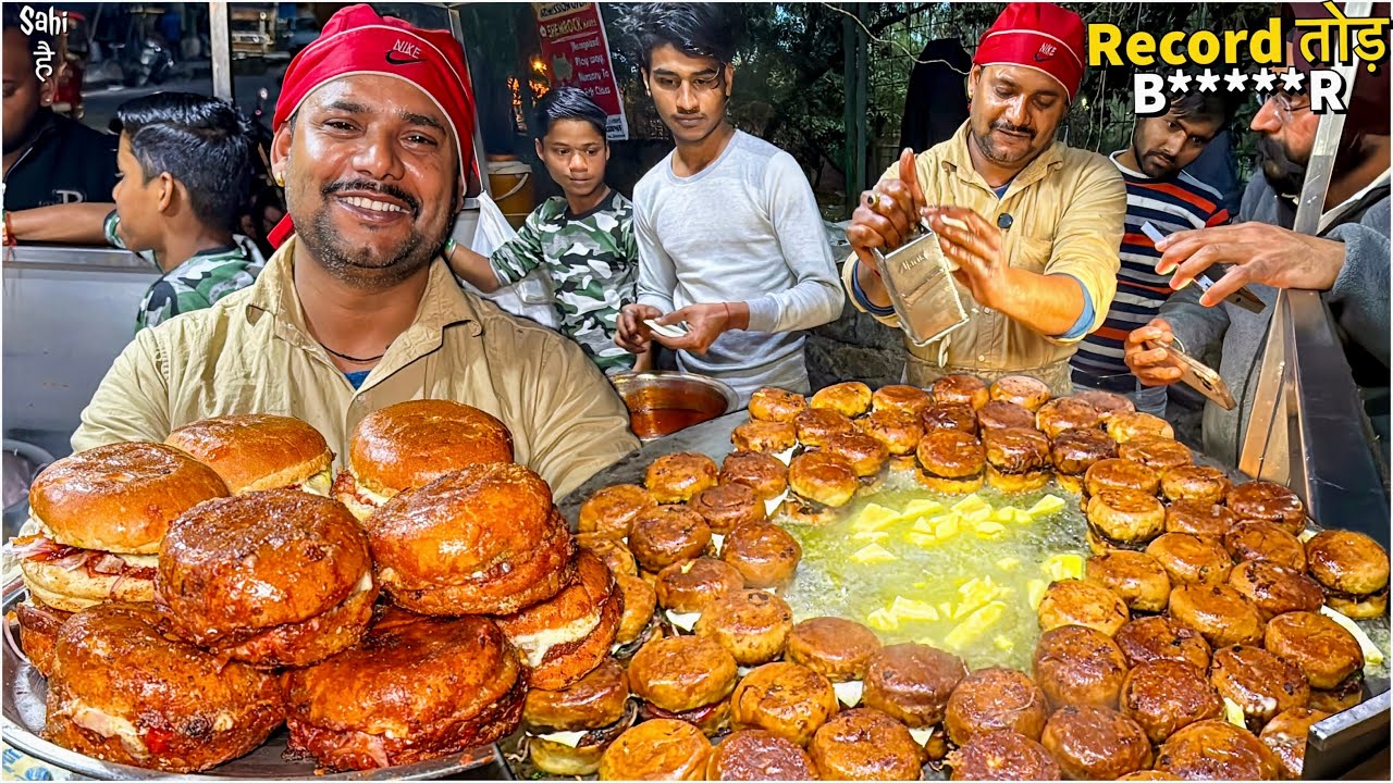 Jamna Paar Delhi ka HEAVY WEIGHT Kill Dil Burger 😍 Delhi Street Food India