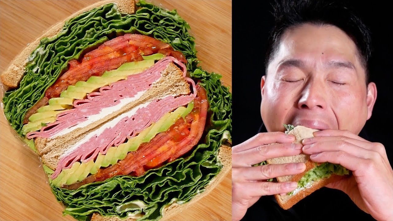 ASMR | Stuffed sandwich | MUKBANG | COOKING