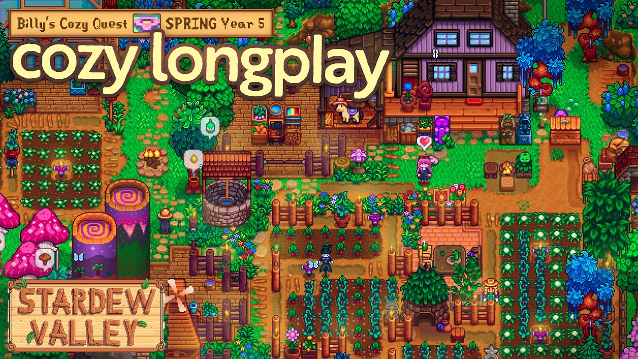 A Cozy SPRING Year 5 🍓🍃 Stardew Valley 1.6 No Commentary Longplay for Work, Study & Sleep